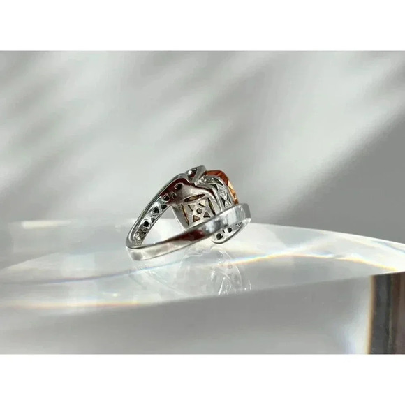 Bypass Shank Rose Gold Cubic Zirconia Stone Cushion Cut Sterling Ring - Sz 5 - Picture 9 of 10